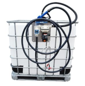 A picture of a tote with an electric pump.